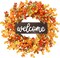 Fall Wreath - Autumn Front Door Wreath with Small Pumpkin, Berry, Round Leaves